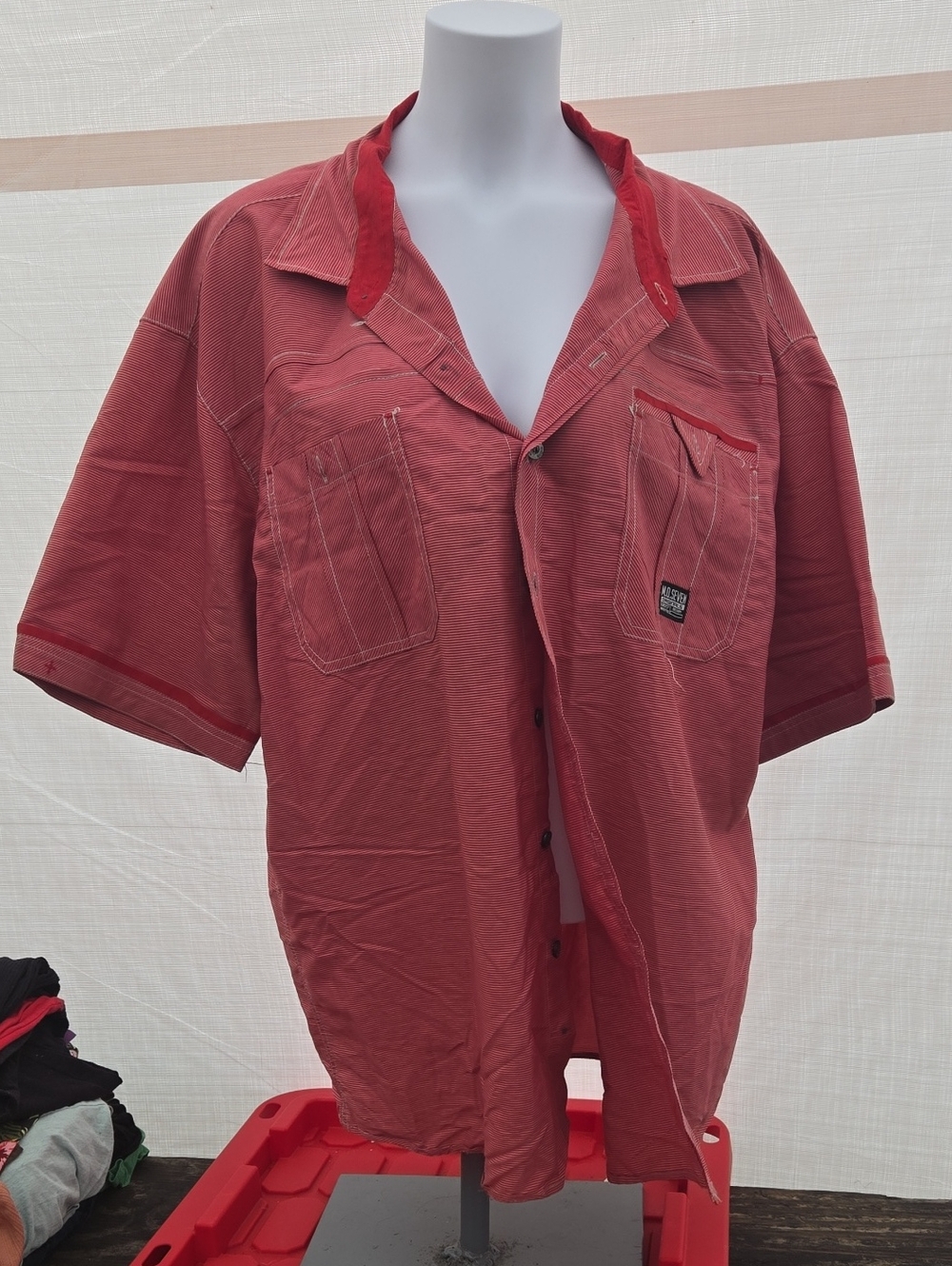 Seven7 Men's Short-Sleeve Shirt Jacket in Dusty Red